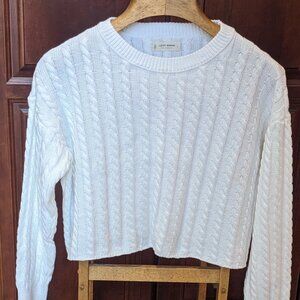 Lucky Brand cropped cable knit cotton sweater